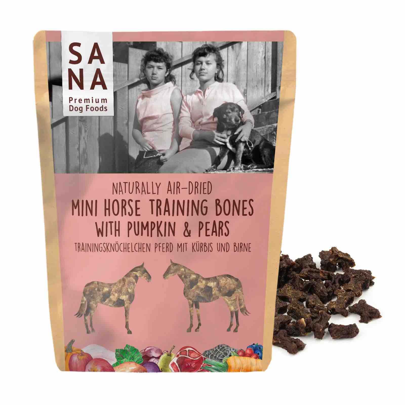 Koňské mini pamlsky s dýní a hruškou 100g - SANA