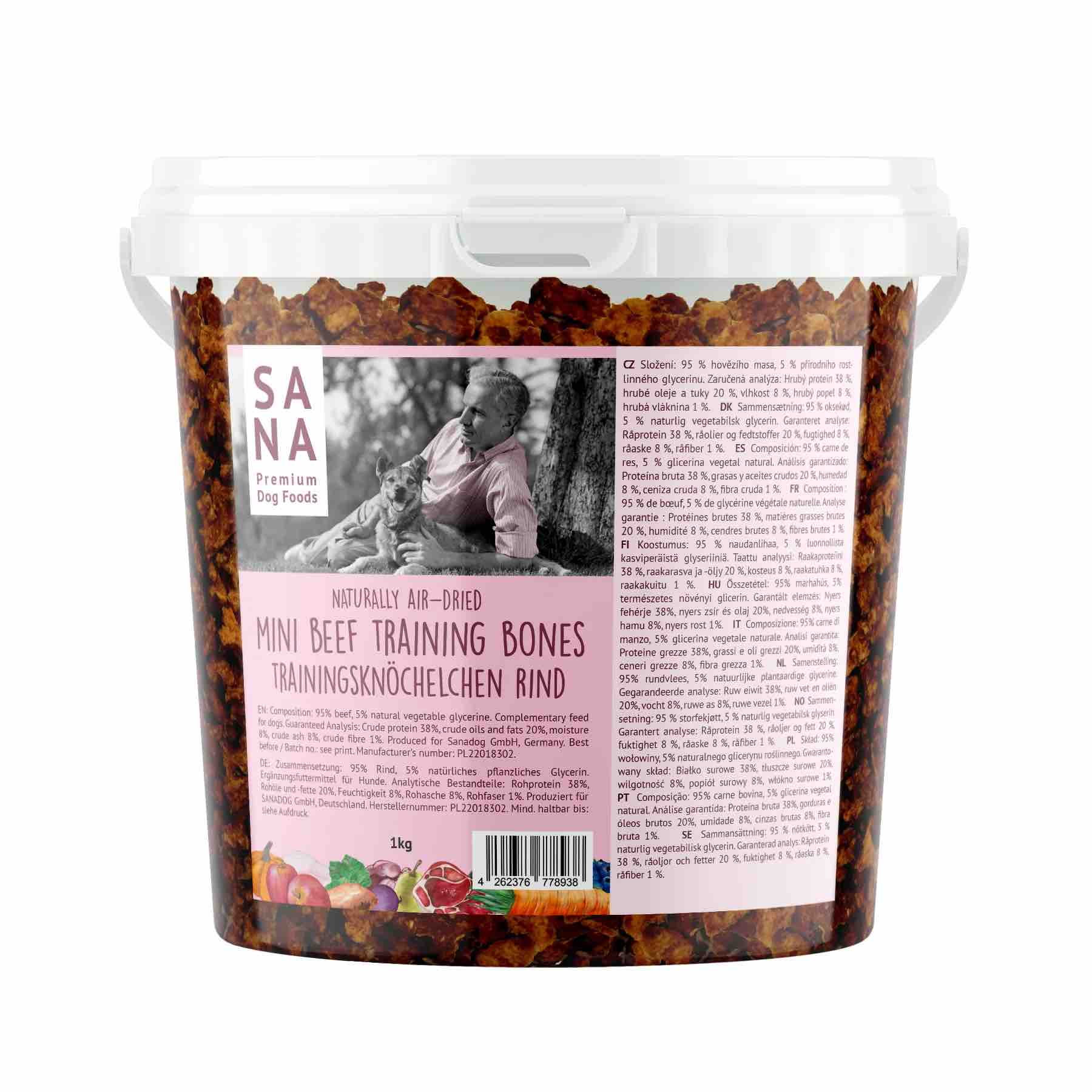 Hovězí mini pamlsky (kyblík) 1 kg - SANA