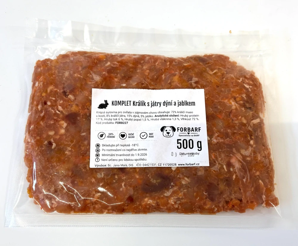  Forbarf | KOMPLET Králík s játry dýní a jablkem 500g