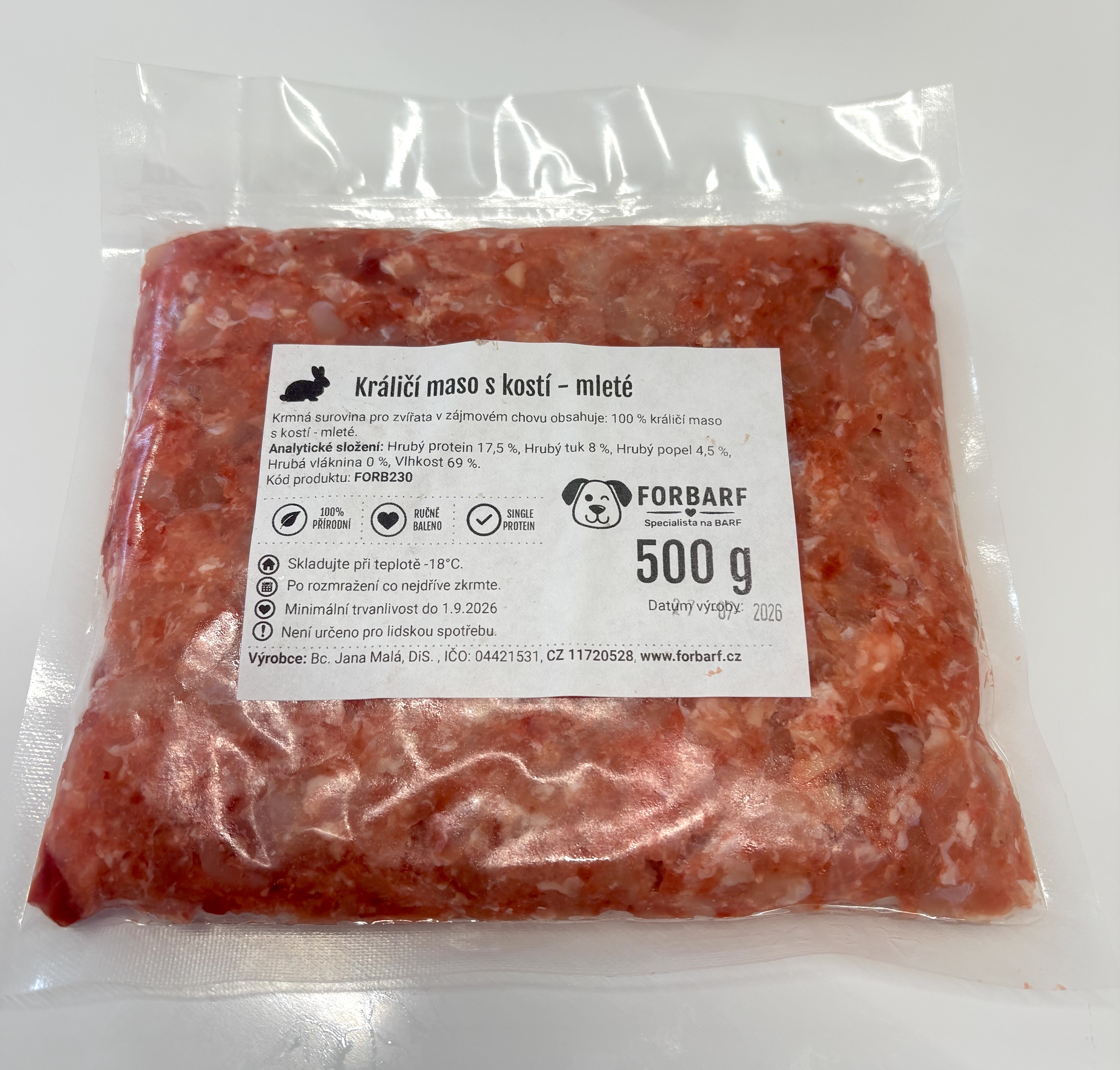 Forbarf | Králičí maso s kostí mleté 500 g