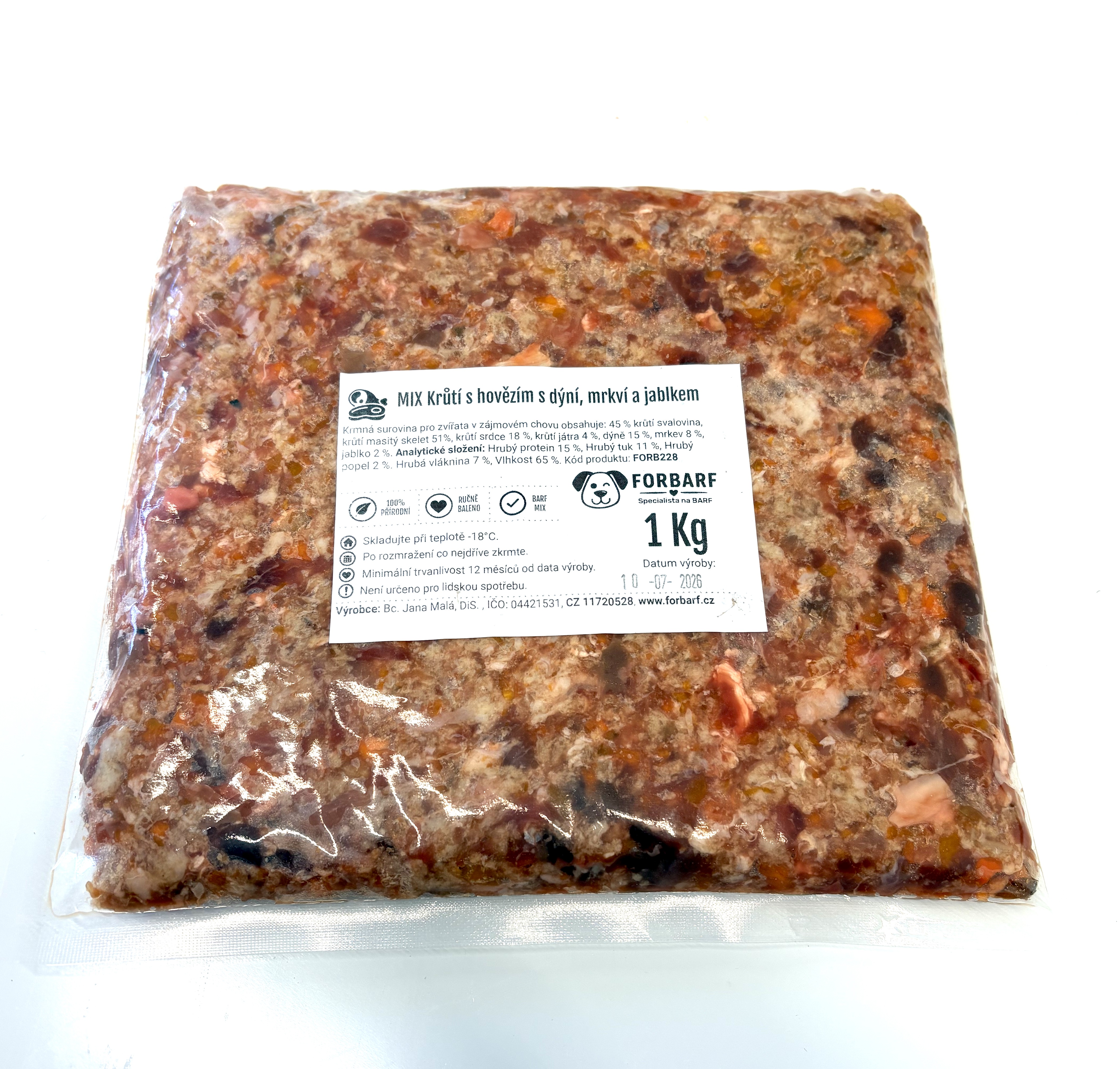 Forbarf | MIX Krůtí & hovězí s dýní, mrkví a jablkem 1 kg