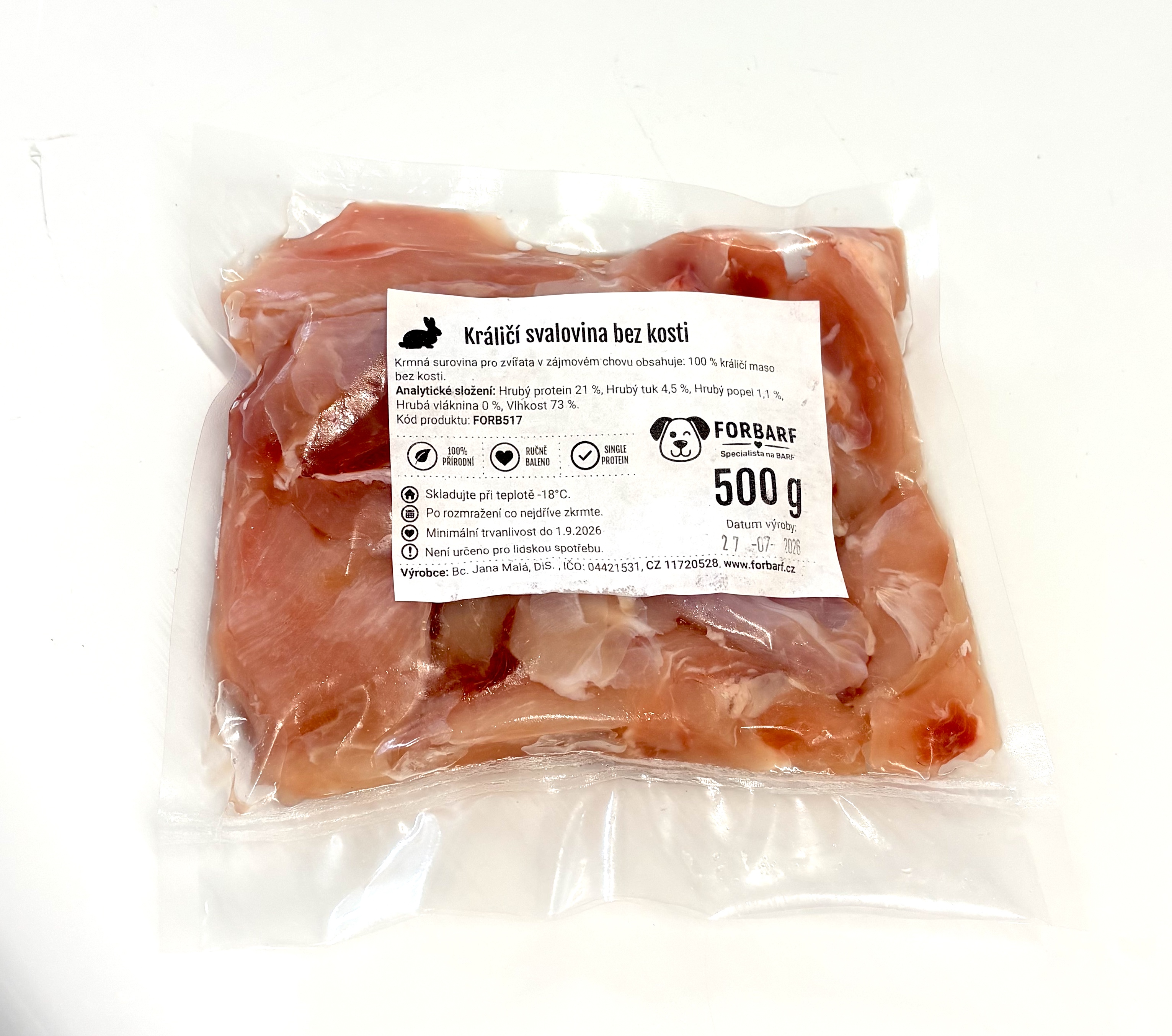  Forbarf | Králičí svalovina bez kosti 500 g