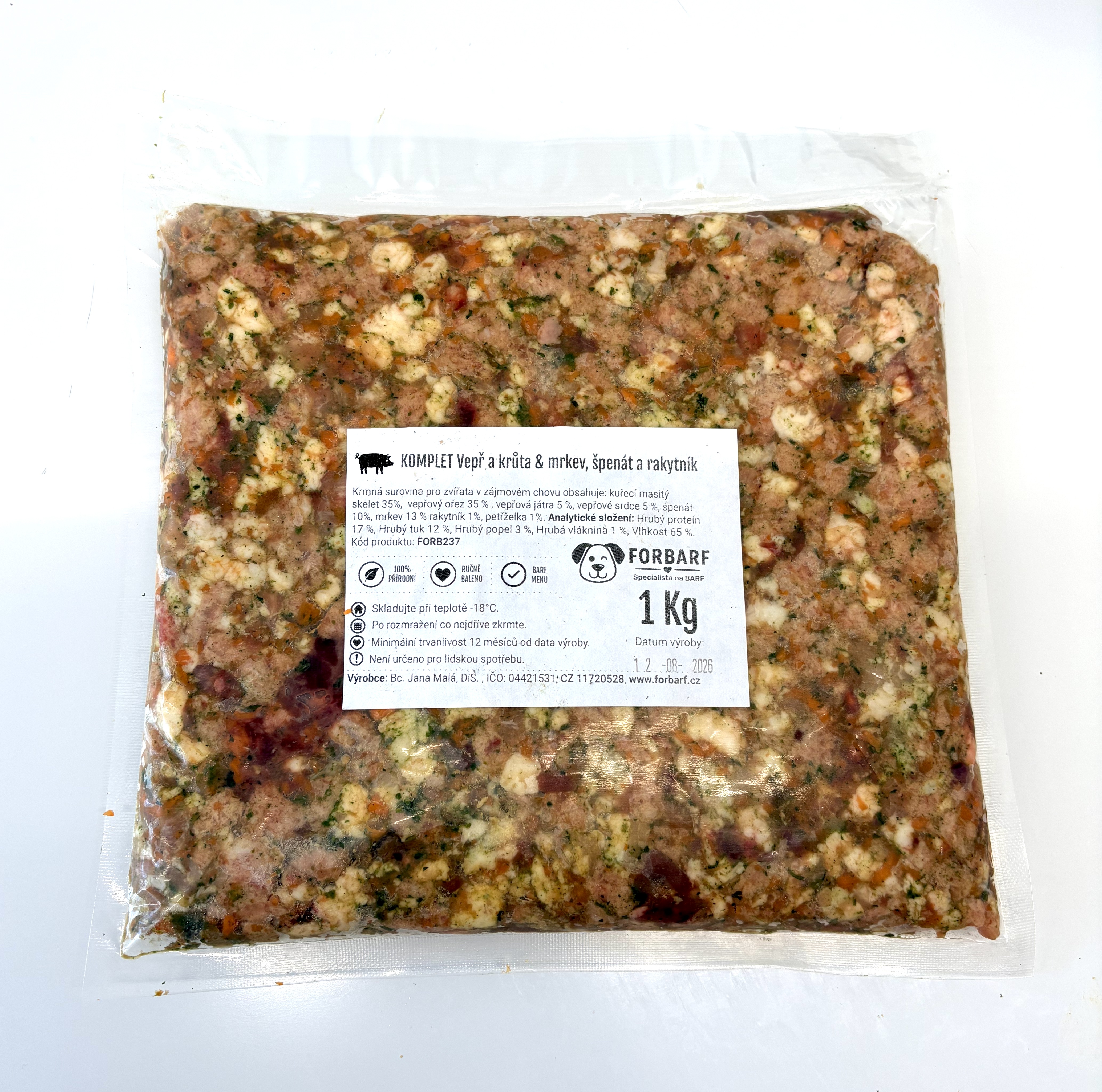 Forbarf | KOMPLET Vepř a krůta & mrkev, špenát a rakytník 1 kg