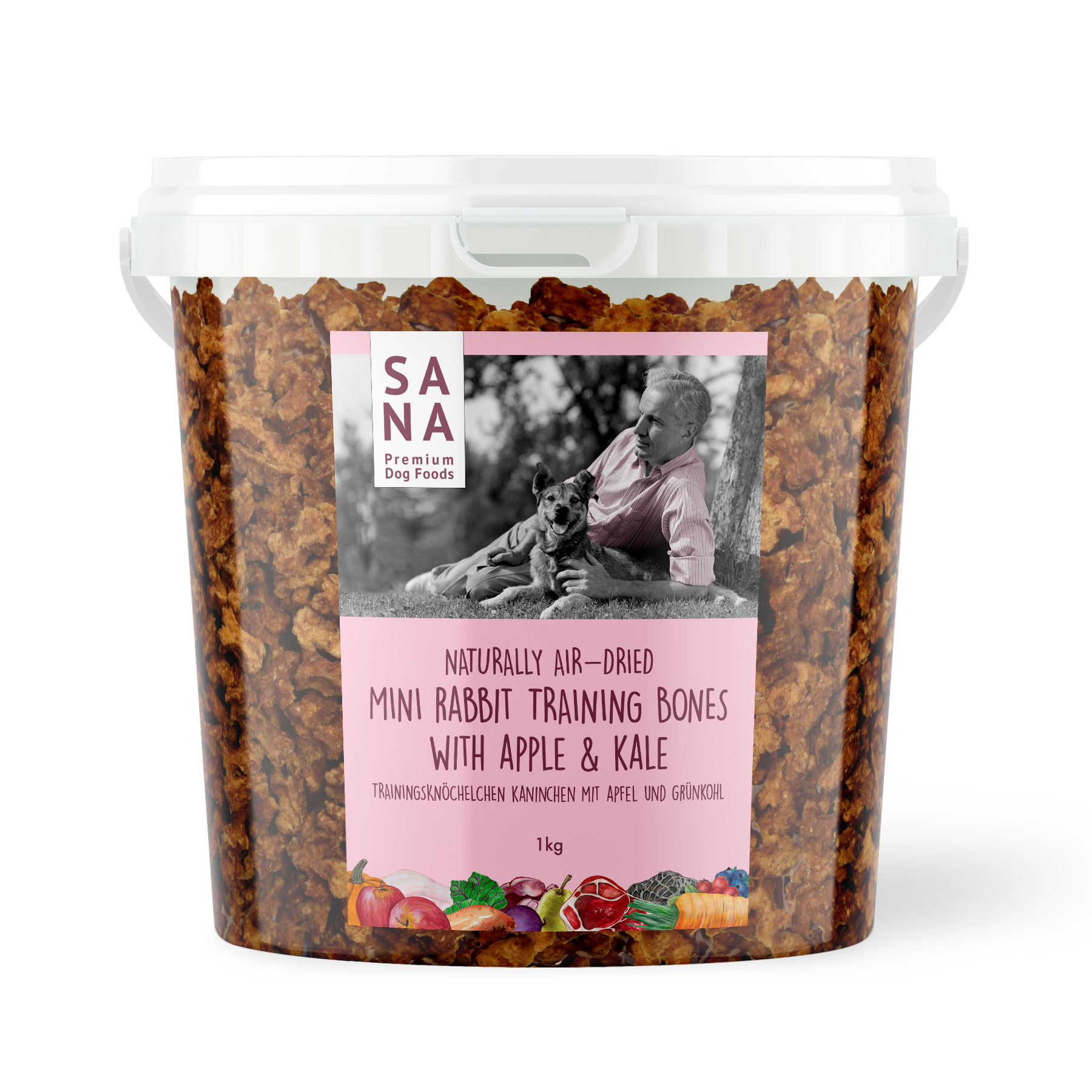 Králičí mini pamlsky s jablky a kapustou (kyblík) 1 kg - SANA 