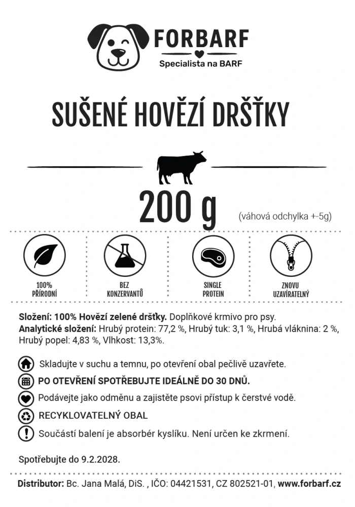 Forbarf | Sušené hovězí zelené dršťky 200g