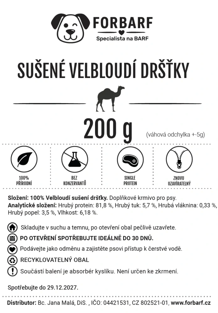 Forbarf | Sušené velbloudí dršťky 200g