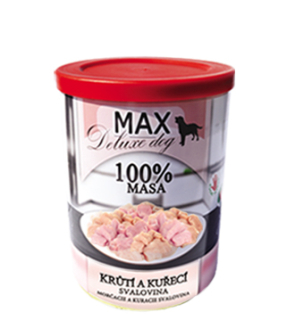 MAX Deluxe Dog krůtí a kuřecí svalovina 400 g - Sokol Falco