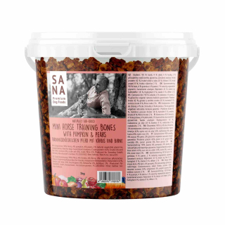Koňské mini pamlsky s dýní a hruškou (kyblík) 1 kg - SANA 