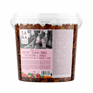 Hovězí mini pamlsky s malinami a špenátem (kyblík) 1 kg - SANA  