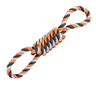 Přetahovadlo HipHop bavlněná osmice, šedá, tm. šedá, oranžová 38 cm