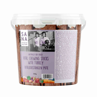 Vitalní žvýkací tyčinky s hovězím a krůtím masem (kyblík) 500g - SANA