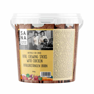 Vitální žvýkací tyčinky s hovězím a kuřecím masem (kyblík) 500 g - SANA 