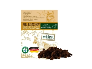 100% ČISTÉ SUŠENÉ ZVĚŘINOVÉ MASO KOSTKY - přírodní pamlsek 80g - Mr. Rozchov