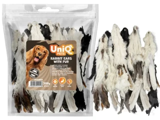 UNIQ PETS Králičí uši sušené se srstí 300g